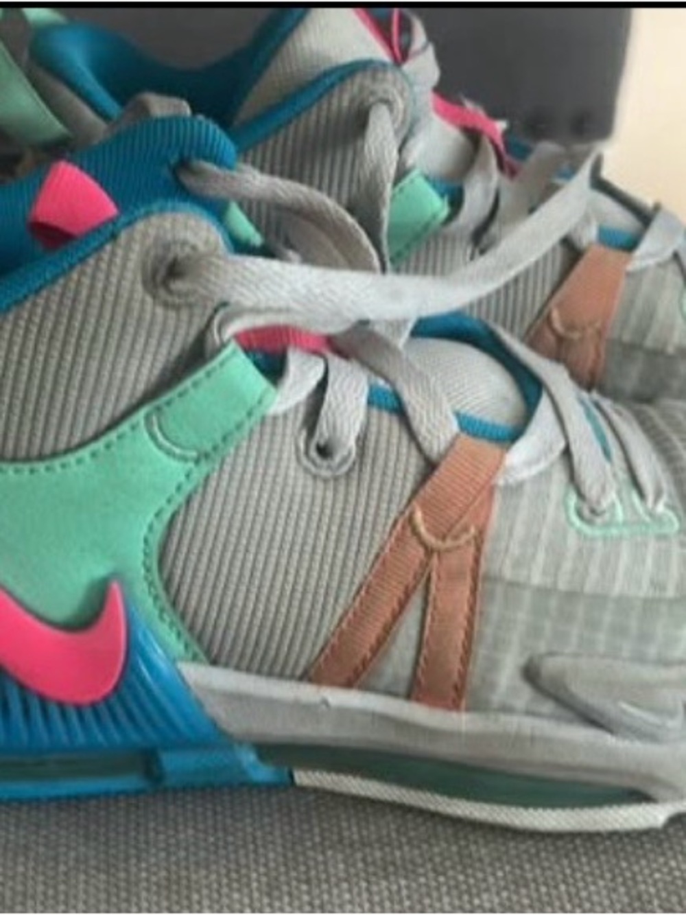 Nike Kids Multicolor Athletic Sneakers - Pink/Teal/Gray